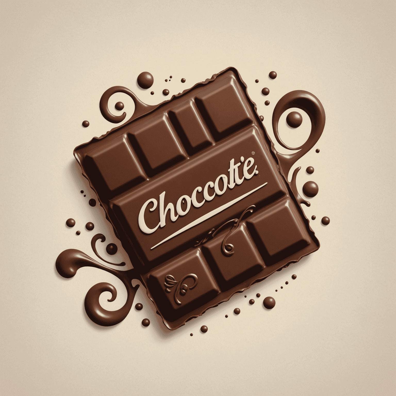 Chocoshaped logo featuring a stylized chocolate bar with artistic swirls